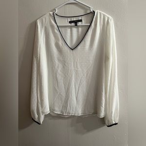 Black and White V-Neck Blouse